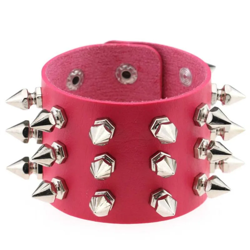 Black Leather Wristband Bracelet Cuff goth gothic bar punk bracelets women men armbands cosplay can be adjusted jewelry