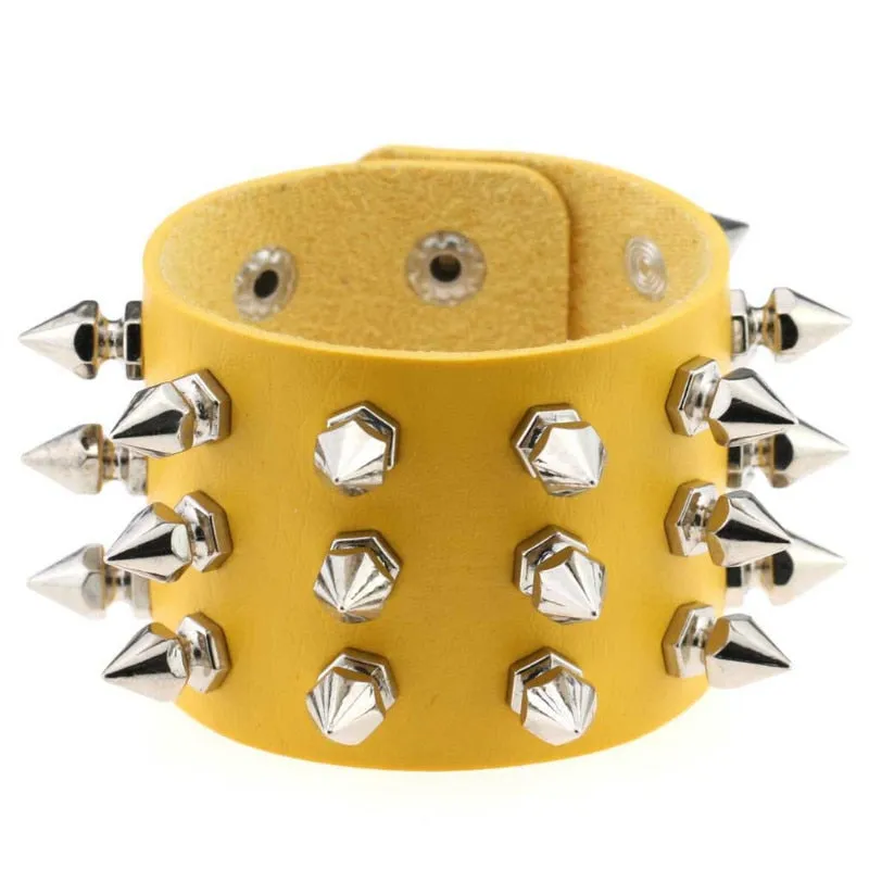 Black Leather Wristband Bracelet Cuff goth gothic bar punk bracelets women men armbands cosplay can be adjusted jewelry