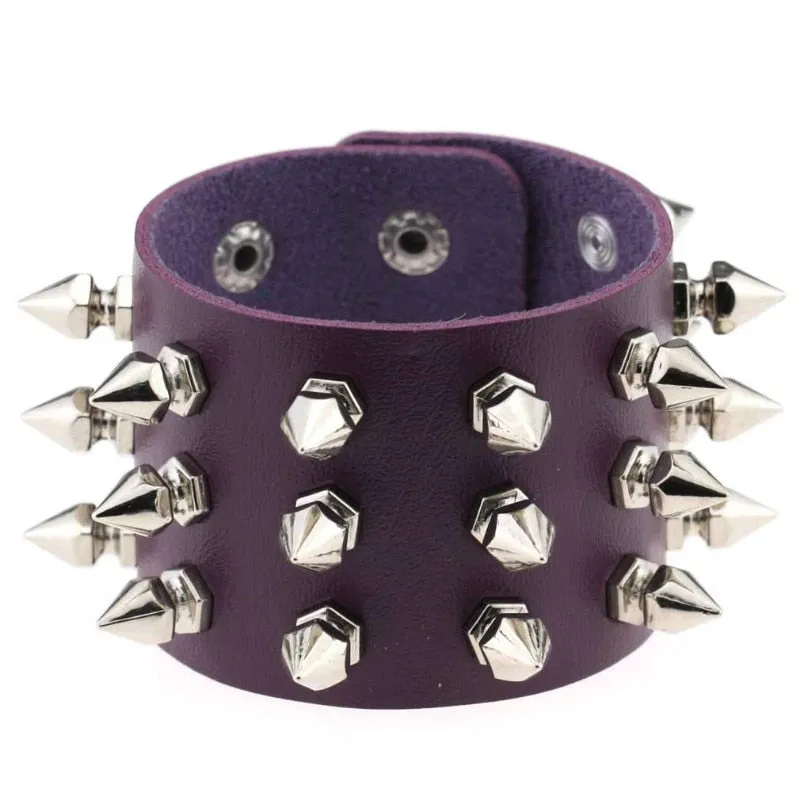 Black Leather Wristband Bracelet Cuff goth gothic bar punk bracelets women men armbands cosplay can be adjusted jewelry