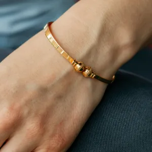 Brass Enamel Orange Flat Indian Lightweight Ethnic Stacking Wedding Cuff Bangle