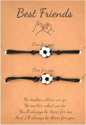 Friendship Bracelets for 2 Soccer Best Friend Birthday Gifts for Women Christmas Gifts for Men Bracelets for Him Long Distance Friendship Gifts for Friends Female Male Best friend Gift