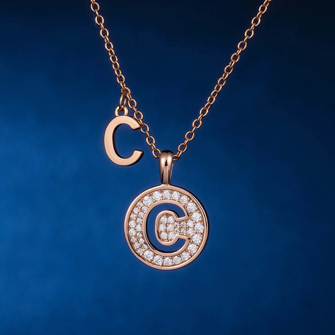 MOISSANITE CIRCLE LETTER NECKLACE