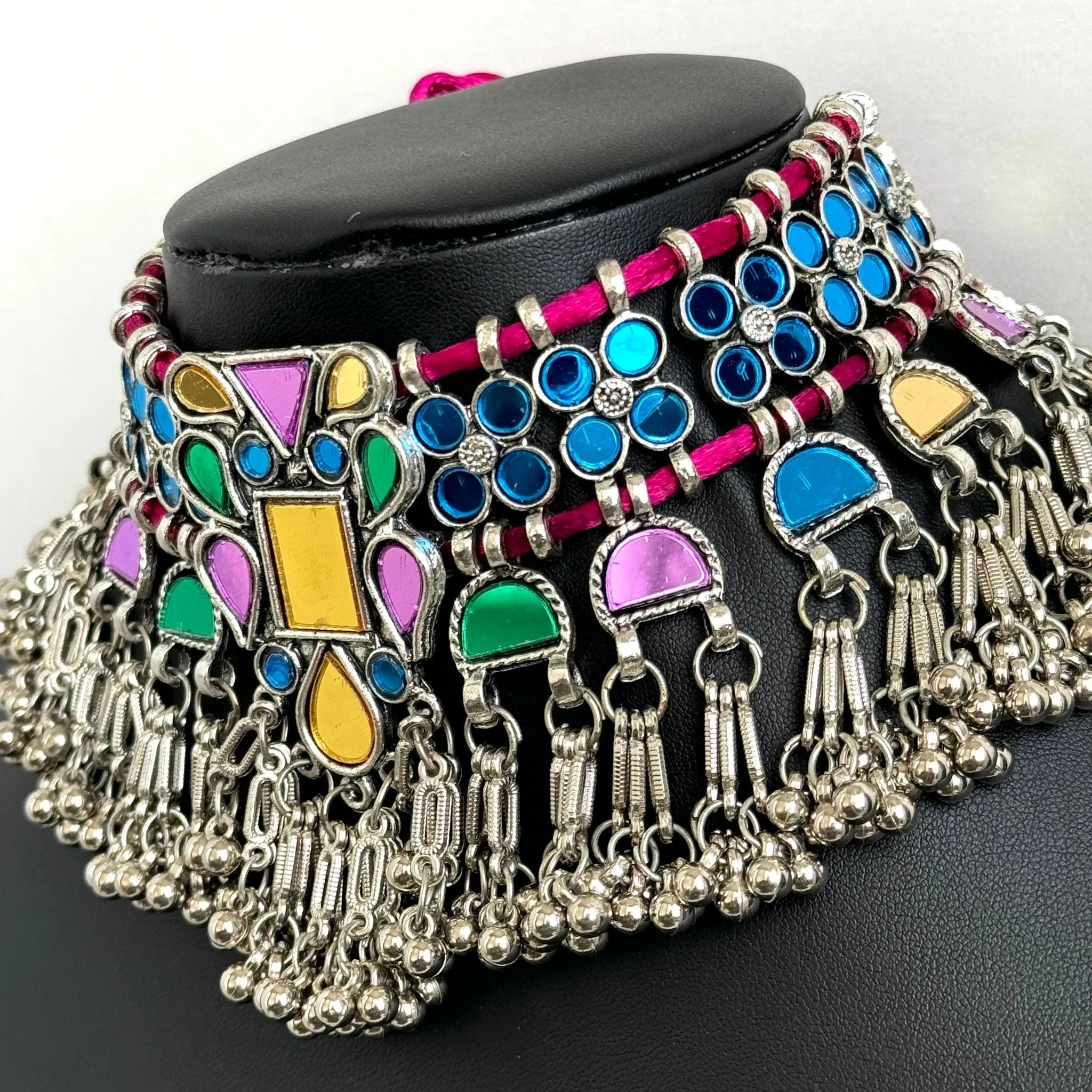 Multicolor Handcrafted Thread Afghani choker set