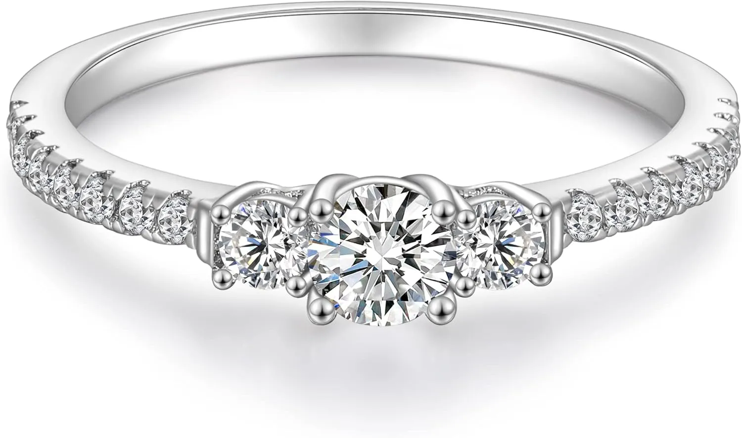 SHINYSO Wedding Band for Women Cubic Zirconia CZ Engagement Ring Anniversary and Promise Eternity Gold/Silver Ring Size 4-10