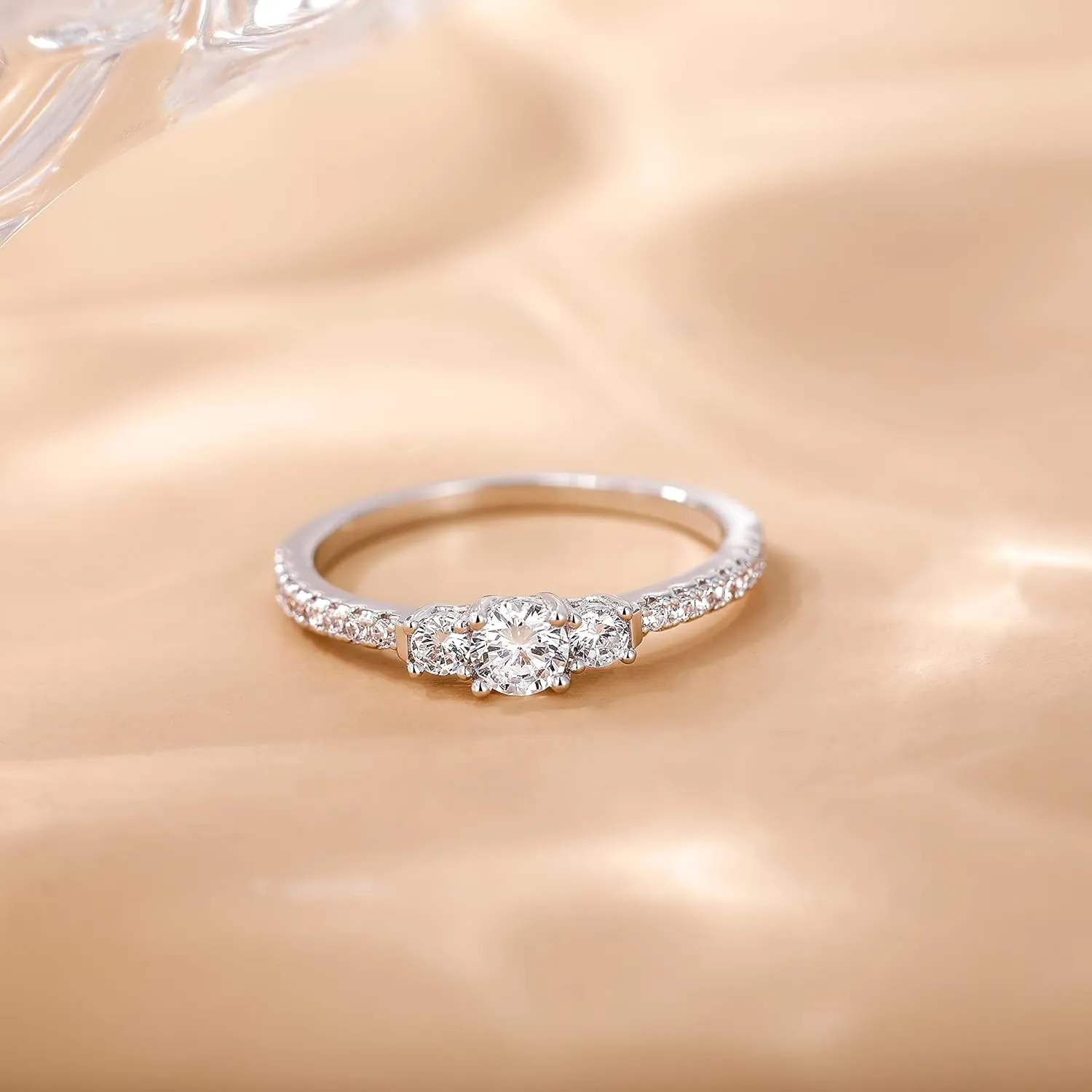 SHINYSO Wedding Band for Women Cubic Zirconia CZ Engagement Ring Anniversary and Promise Eternity Gold/Silver Ring Size 4-10