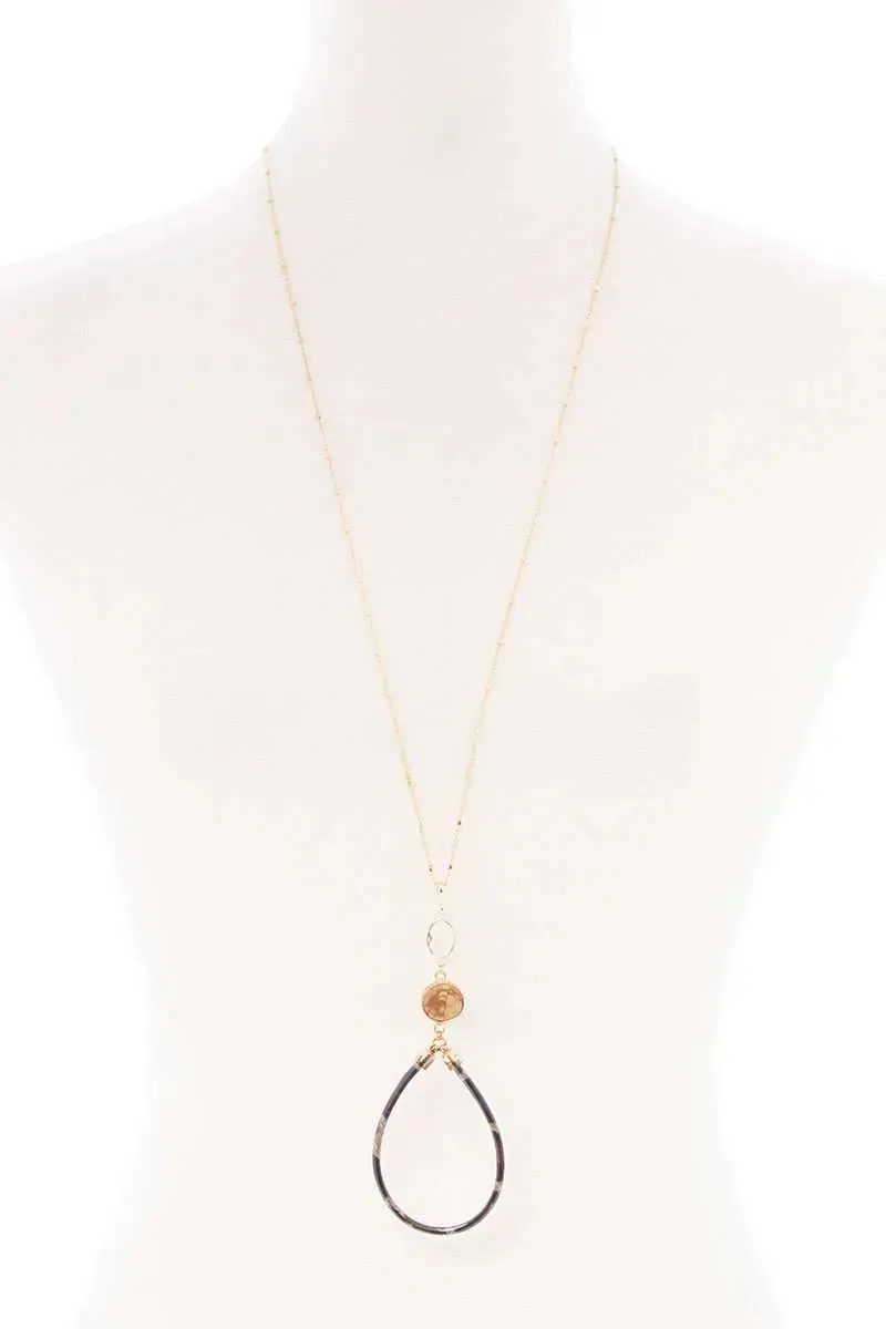 Teardrop Pendant Long Necklace