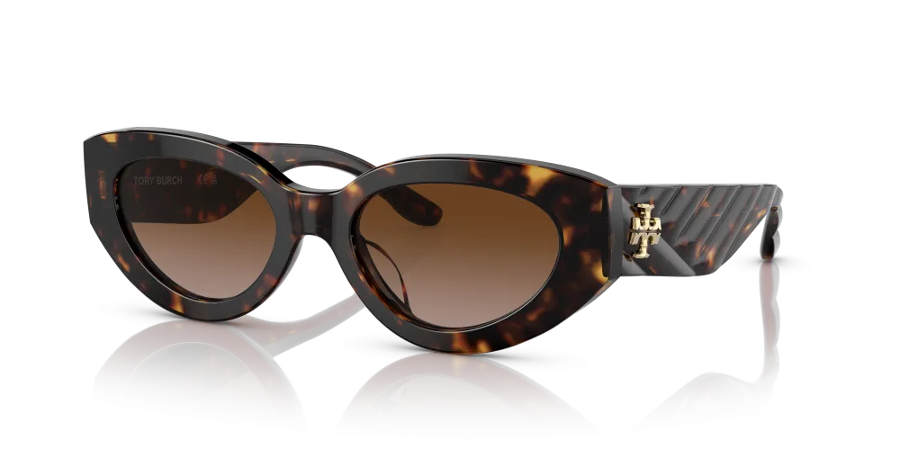 Tory Burch Kira Cat Eye Non-Polarized Sunglasses - Dark Tortoise/Brown Gradient