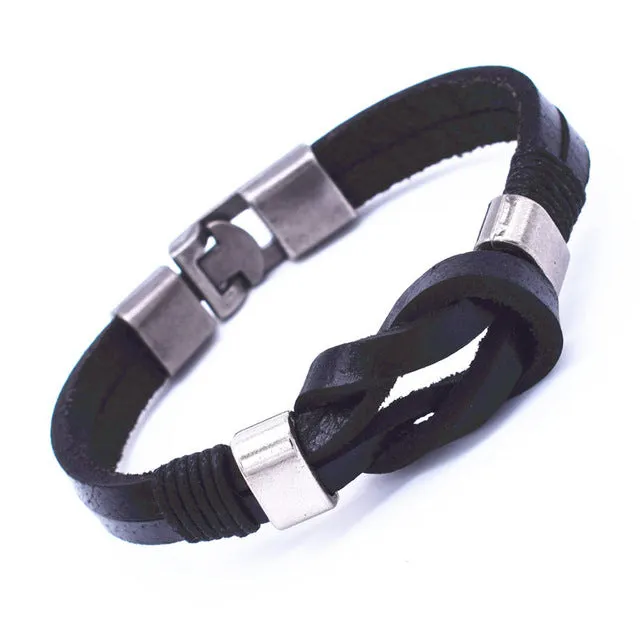 Wholesale Cuff braided Wrap Bracelet & Bangles Men Jewelry Pirate 3 Types Style Genuine Leather Anchor Bracelets Gifts