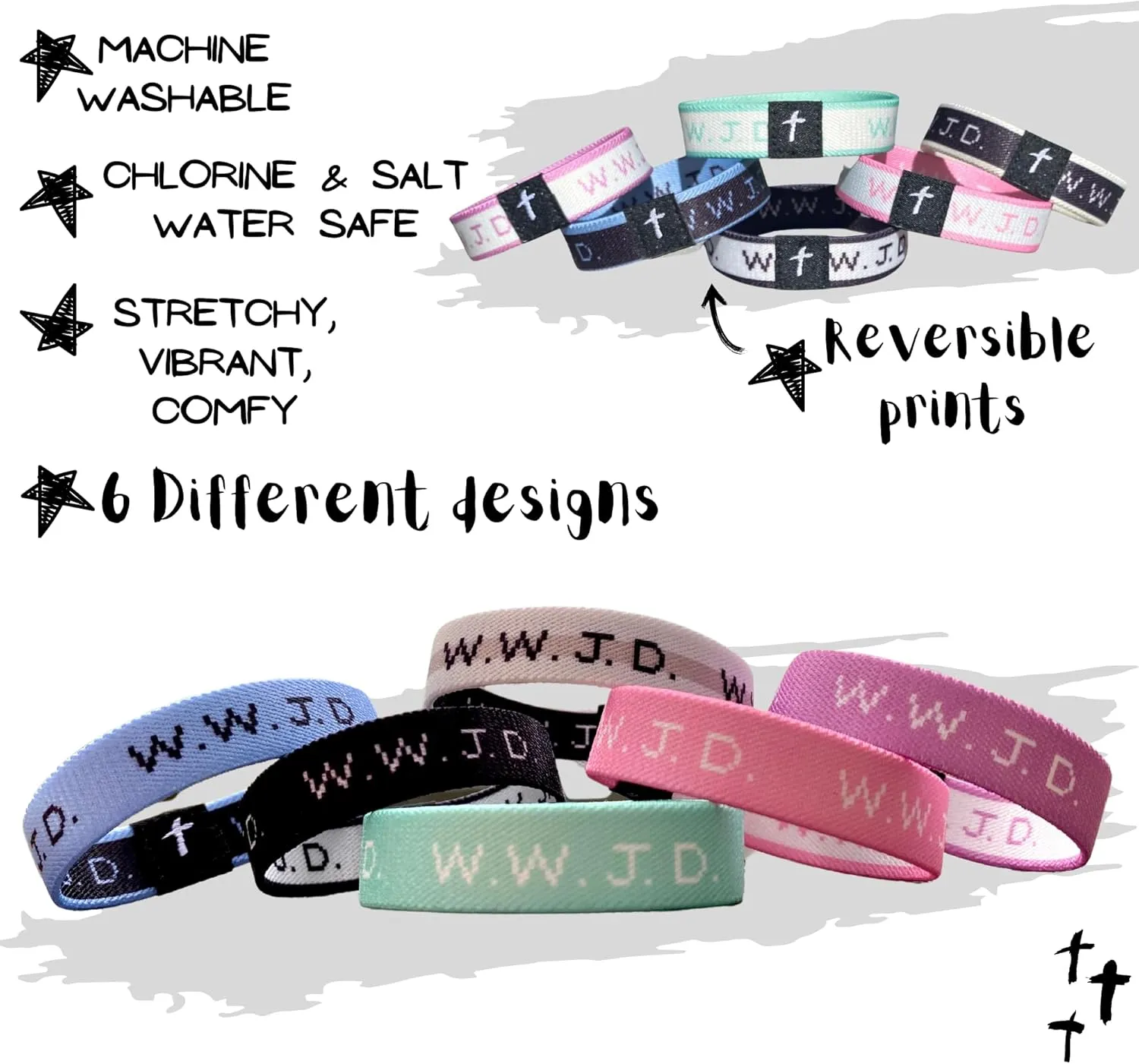 WWJD Bracelets - Elastic Bands Collection